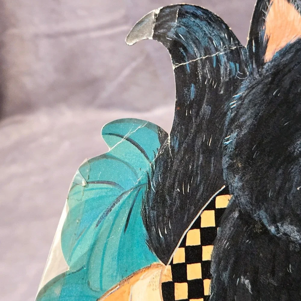 Vintage‎ Black Cat In Pumpkin Cardboard Die Cut Decoration Halloween
